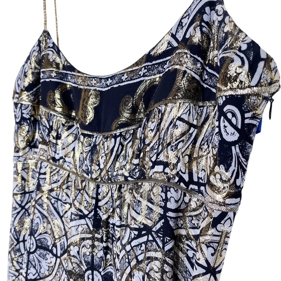 NICOLE MILLER Collection Silk and Lurex Metallic A Line Dress Size 4 - Picture 2 of 16